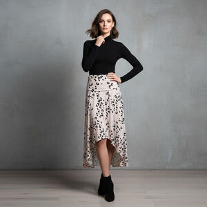 LuLaRoe Olivia Small High Low Pink Black Leopard Print Skirt